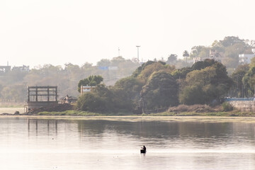 Scenic view of the Upper Lake in the old city area of Bhopal.