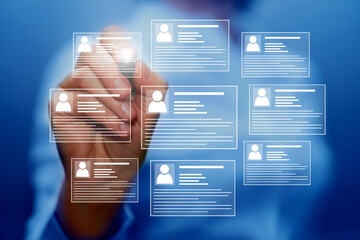 Human resources and management concept. Employee must complete the online survey form. Marked...