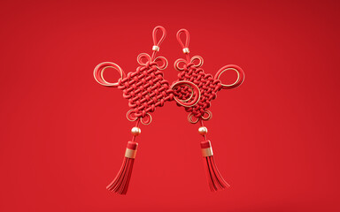 Chinese knot with oriental ancient style, 3d rendering.