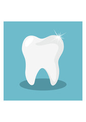 Healthy white tooth icon on blue background