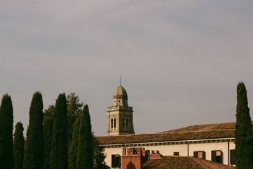 Fototapeta na wymiar Italian landscape with a church tower
