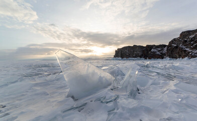 Ice on Lake Baikal. Russia