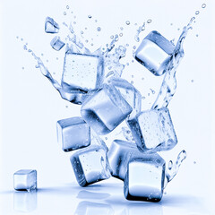 ice cubes on white background, generative ai