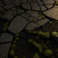 grass and cracked earth