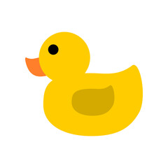 Cute yellow duck cartoon icon flat vector design