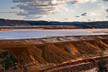 Dam copper mine waste in Riotinto, Spain