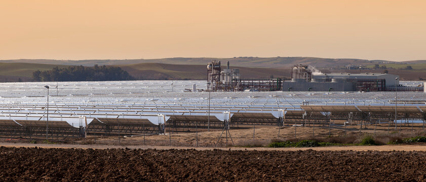 power station of solar parabolic energy near Seville, Andalusia, Spain