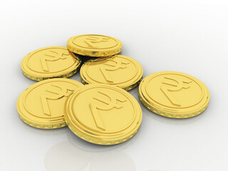 3D rendering illustration Rupee currency with gold coin