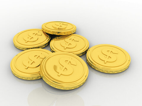 3d rendering usd Dollar symbol with gold coin