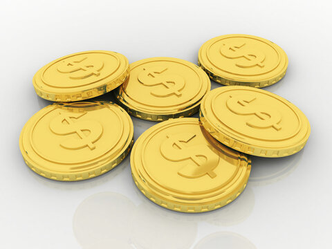 3d rendering usd Dollar symbol with gold coin