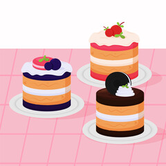 Party Dessert Cake Set Illustration