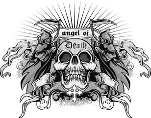 Gothic sign with skull, grunge vintage design t shirts
