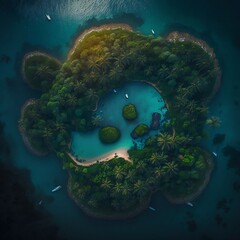 Fototapeta na wymiar paradise island, coral reef in the ocean, generated in AI
