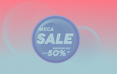 Mega sale- discount promotion concept banner. Colorful abstract background. Vector illustration
