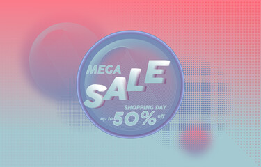 Mega sale- discount promotion concept banner. Colorful abstract background. Vector illustration