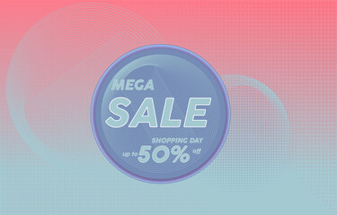 Mega sale- discount promotion concept banner. Colorful abstract background. Vector illustration