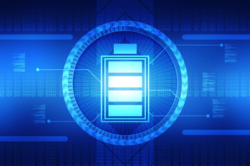 2d rendering Electrical energy and power supply source concept, accumulator battery with charging level indicator