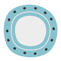 Naklejka premium Vintage blue plate. Beautiful kitchen utensil in flat style.