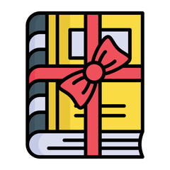 A beautiful wrapped book with ribbon, vector of gift book