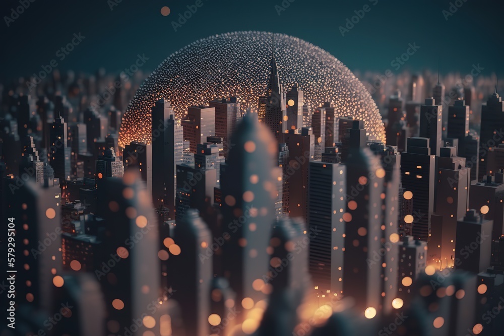 Aufkleber modern concept of urban landscape and communication network.generative ai