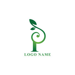 Vector tree leaf p vector logo design