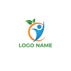 Fototapeta premium Vector human character leaf logo design concept
