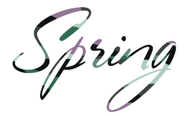 Spring. The word is written in decorative letters. Vector file for designs.