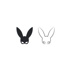 Black Rabbit Mask logo vector design template