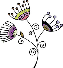 Obraz premium Decorative plant in folk style. Vector file for designs.