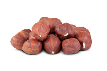 Hazelnut kernels isolated on a transparent background with shadow.