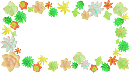 多肉植物のフレームテンプレート　3D