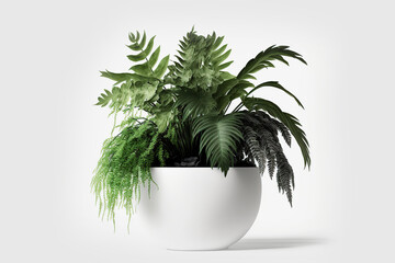 Interior decorative plant, isolated on white background. Generative AI illustration.