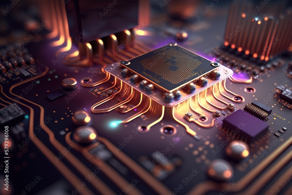 Fototapete abstract digital background with pcb texture technology.generative ai