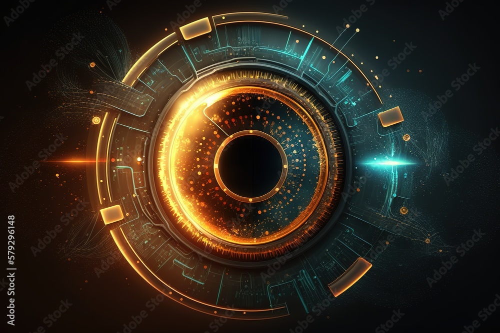 Poster Futuristic circular vector graphic interface.Generative AI