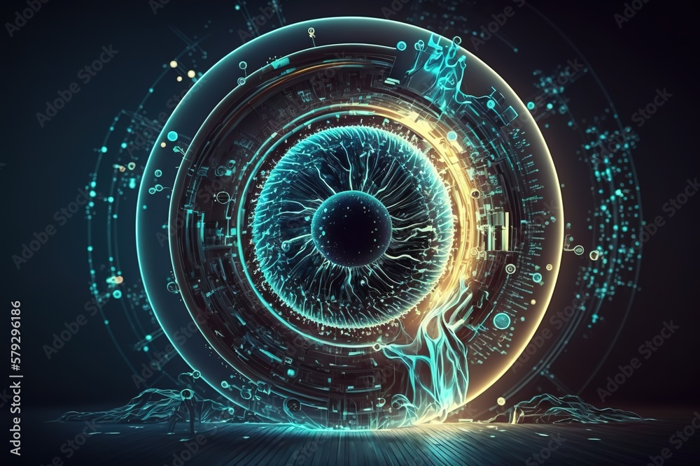 Fototapete futuristic circular vector graphic interface.generative ai