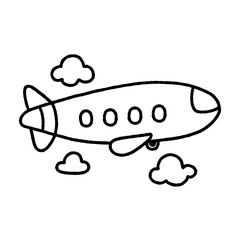 Cute airplane outline for coloring