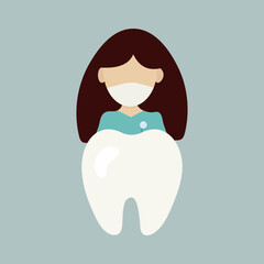 Dentist treating or checking a large tooth.
Toothache. Dentistry, Dentistry concept. Doctor dentist with a dental mirror. Dental treatment. Dentist Appointment.