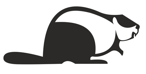 Original art Illustration of beaver. 
Art silhouette of beaver. Black on white background

