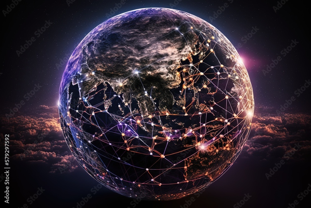 Poster Abstraction of communication technologies on planet earth.Generative AI