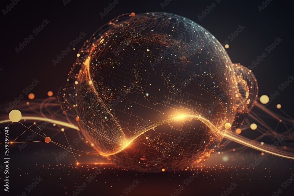 Poster Abstraction of communication technologies on planet earth.Generative AI