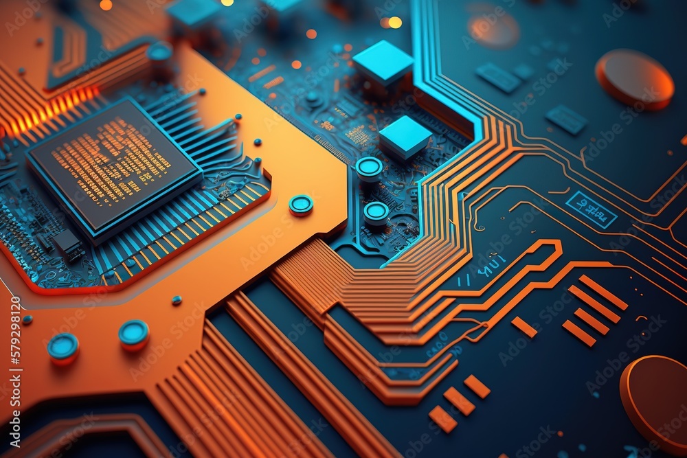 Aufkleber abstract technology printed circuit board.generative ai