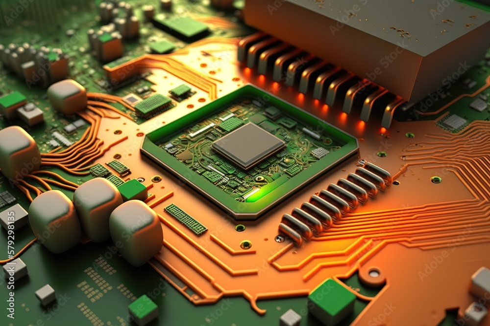 Poster Abstract technology printed circuit board.Generative AI