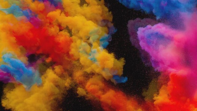abstract splash painting watercolor hand drawn on dark background. Fantasy galaxy sky with colorful fire and smokes. Seamless and infinity looping animation. Live wallpaper or screen saver video.