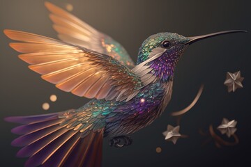 Obraz premium A Hummingbird's Glittering Charm. Generative AI