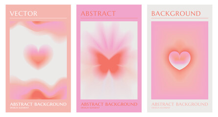 Vector set of design elements and illustrations in simple minimalist linear style - self care and love, prints and posters in y2k style, abstract posters and backgrounds