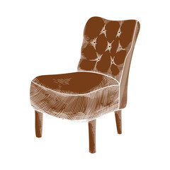 Soft vintage armchair. Decoration and interior design.