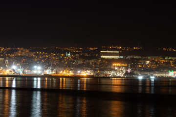 Fototapeta na wymiar Algiers cityscape at night, Algiers skyline