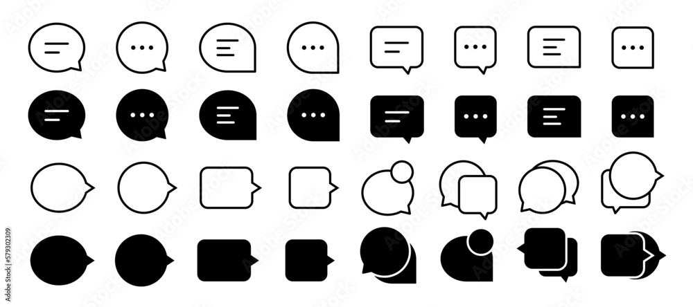 Poster Message chat speech bubble collection in different style