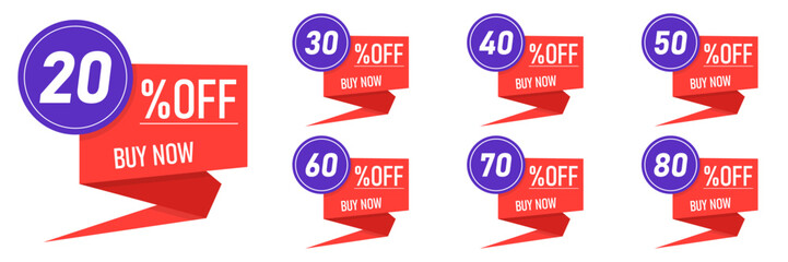 Set of discount label ribbon. Promotion sticker collection