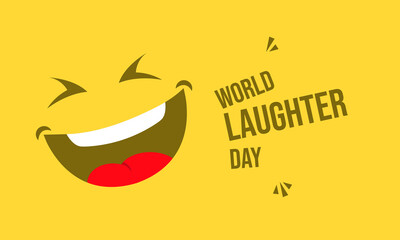 Happy World Laughter Day Banner. Yellow Laught Face Background. Vector Illustration Eps 10